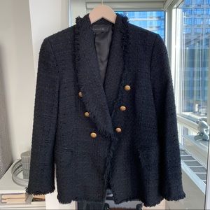 NWOT Zara black tweed blazer